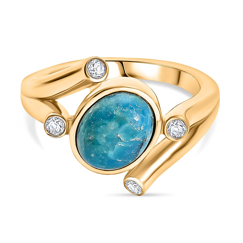 EverTrue Opalina & White Zircon Ring in Yellow Gold Plated 1.80 Ct.