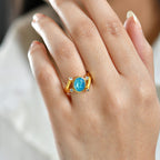 EverTrue Opalina & White Zircon Ring in Yellow Gold Plated 1.80 Ct.
