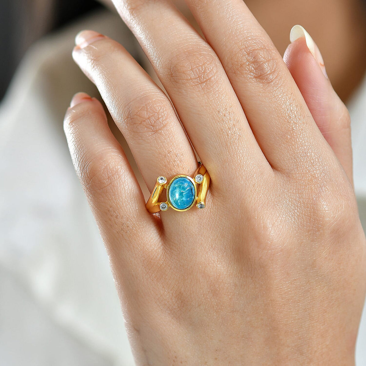 EverTrue Opalina, White Zircon Ring in Yellow Gold Plated 1.80 Ct. 8309919 3