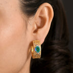 EverTrue Peacock Triplet Quartz Hoop Earrings in Two Tone 4.08 Ct.
