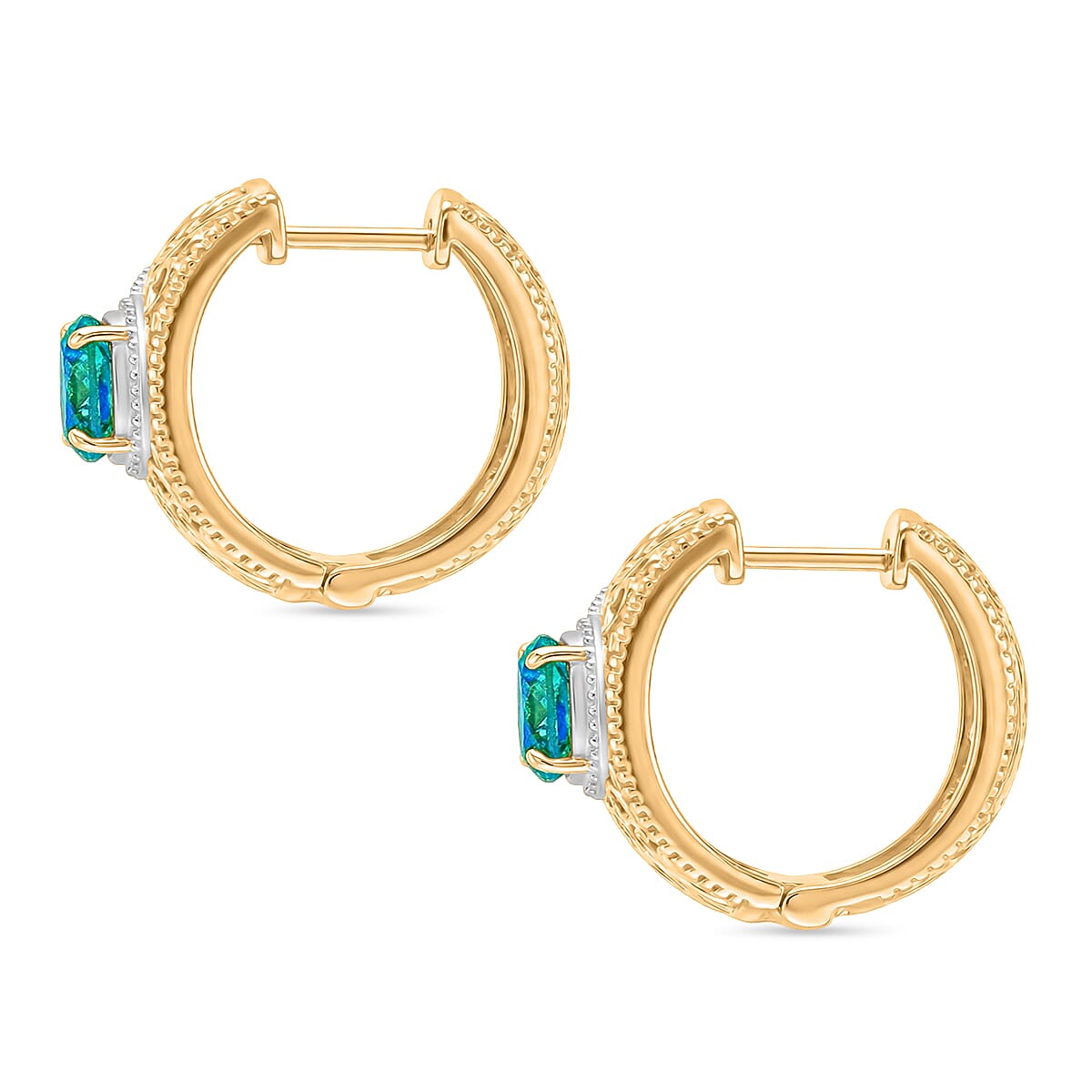 EverTrue Peacock Triplet Quartz Hoop Earrings in Two Tone 4.08 Ct. 8305412 4
