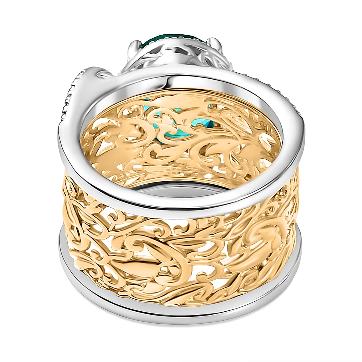 EverTrue Peacock Triplet Quartz Set of 2 Rings in Platinum Overlay and Gold Two Tone 3.84 Ct. 8314378 6