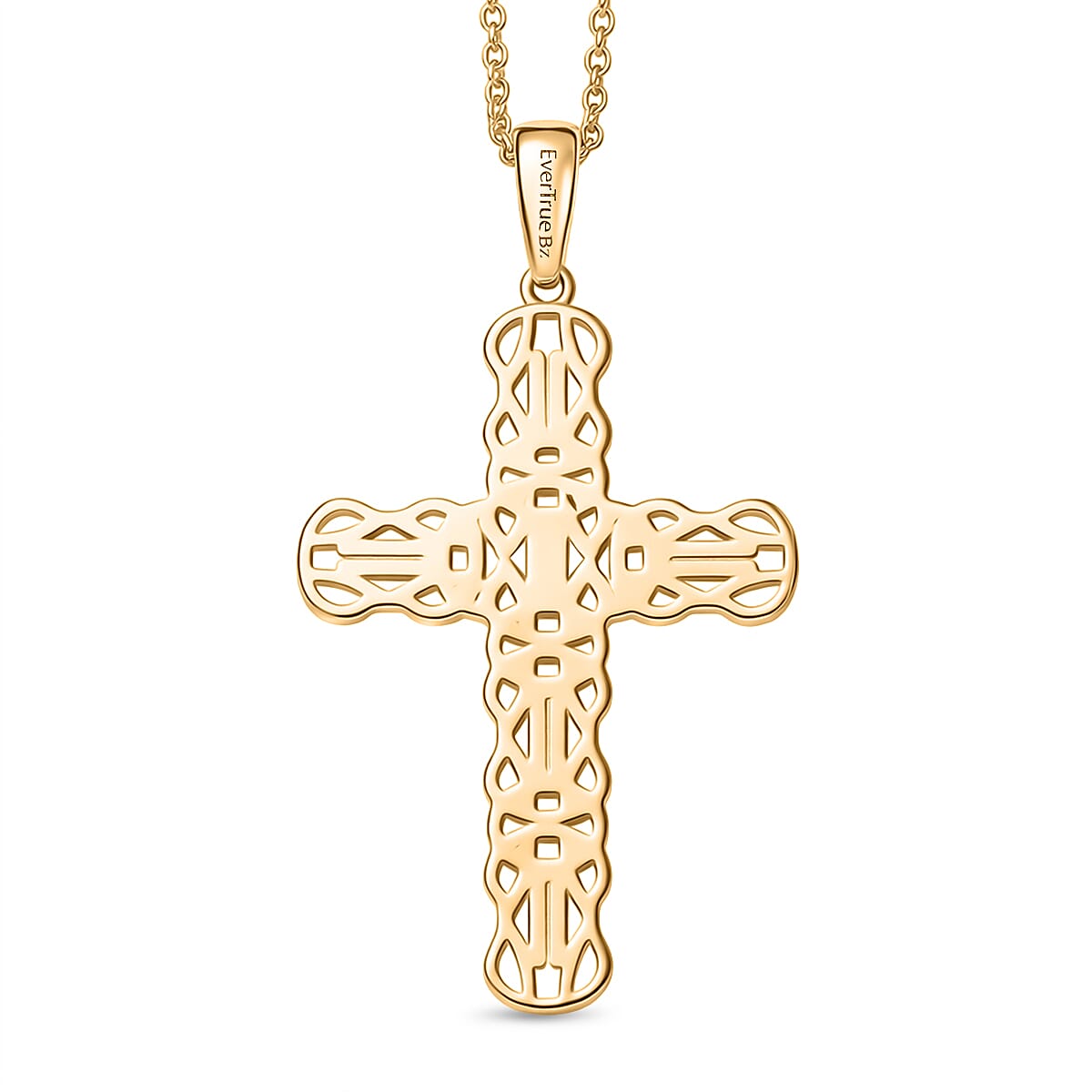 EverTrue Bronzella Collection - Byzantine Link Cross Pendant with Chain (Size 20) in 18K Gold Plating V32515543 5
