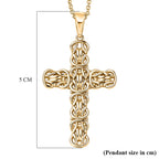 EverTrue Bronzella Collection - Byzantine Link Cross Pendant with Chain (Size 20) in 18K Gold Plating