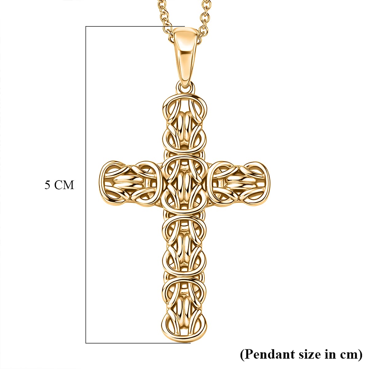 EverTrue Bronzella Collection - Byzantine Link Cross Pendant with Chain (Size 20) in 18K Gold Plating V32515543 7