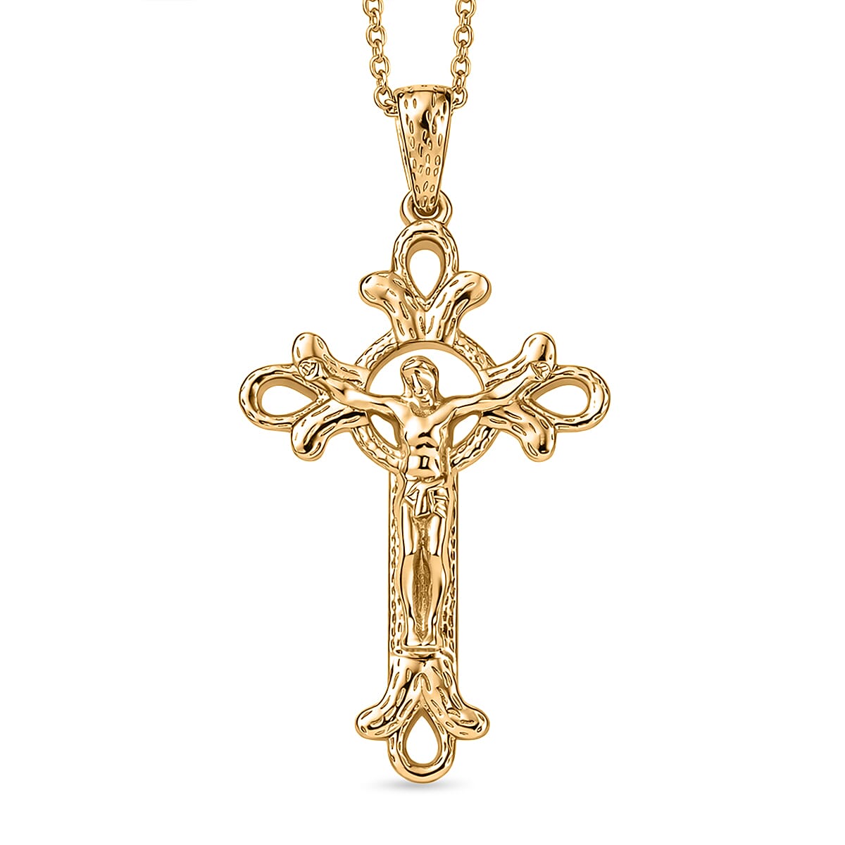 EverTrue Bronzella Collection - Crucifix Pendant with Chain (Size 20) in 18K Yellow Gold Plating V32512781 0