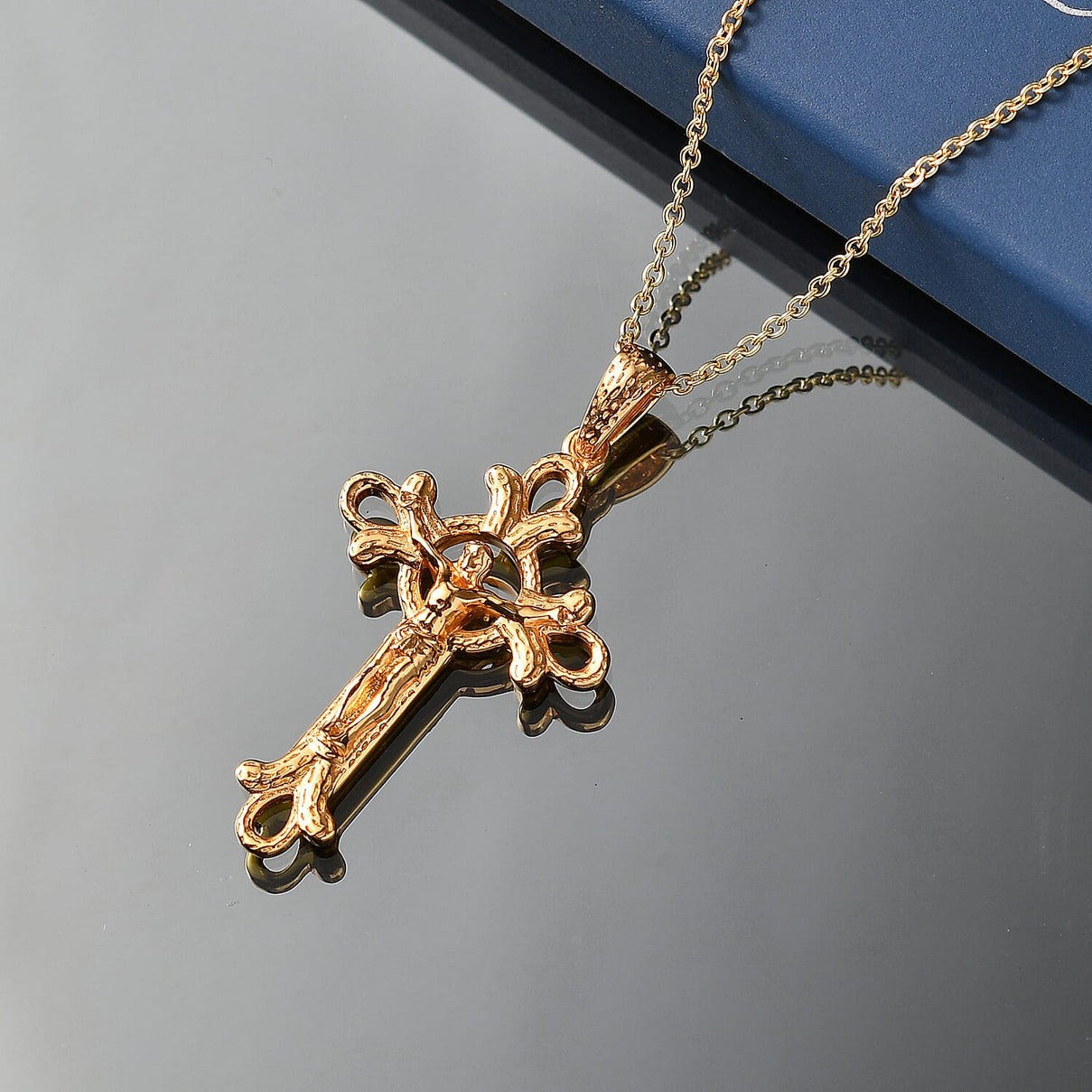 EverTrue Bronzella Collection - Crucifix Pendant with Chain (Size 20) in 18K Yellow Gold Plating V32512781 3