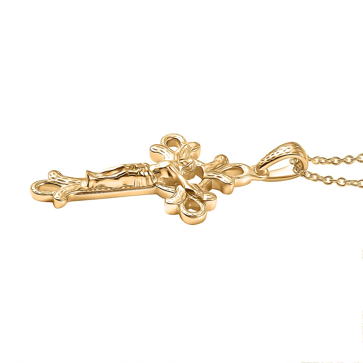 EverTrue Bronzella Collection - Crucifix Pendant with Chain (Size 20) in 18K Yellow Gold Plating V32512781 4