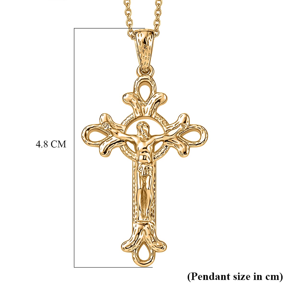 EverTrue Bronzella Collection - Crucifix Pendant with Chain (Size 20) in 18K Yellow Gold Plating V32512781 7
