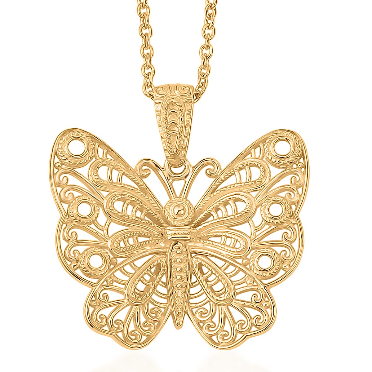 EverTrue Bronzella Collection - Butterfly Pendant with Chain (Size 20) in 18K Gold Plating 4471935 0