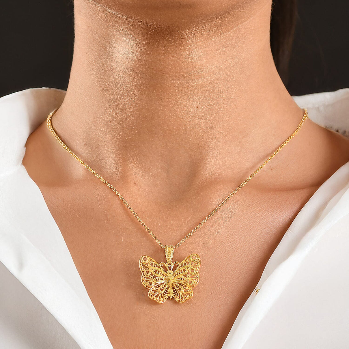 EverTrue Bronzella Collection - Butterfly Pendant with Chain (Size 20) in 18K Gold Plating 4471935 2