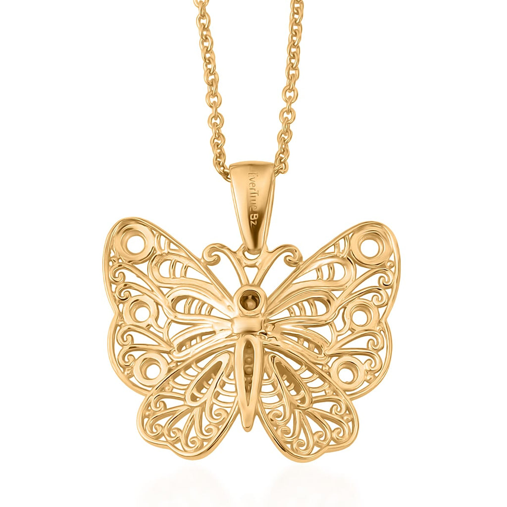 Bronzella Collection - EverTrue Butterfly Pendant with Chain (Size 20) in 18K Gold Plating