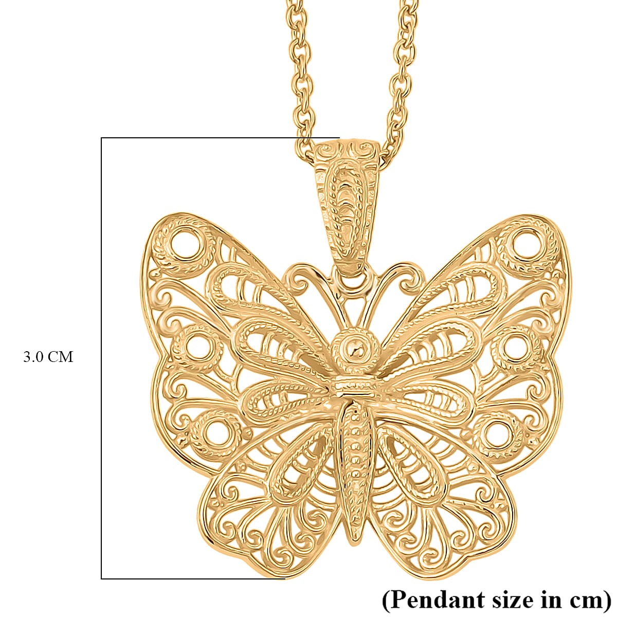 EverTrue Bronzella Collection - Butterfly Pendant with Chain (Size 20) in 18K Gold Plating 4471935 7