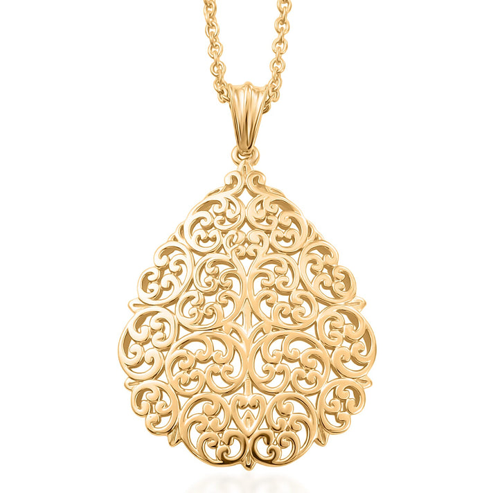 EverTrue Bronzella Collection - Filigree Pendant with Chain (Size 20) in 18K Gold Plating 4471937 1