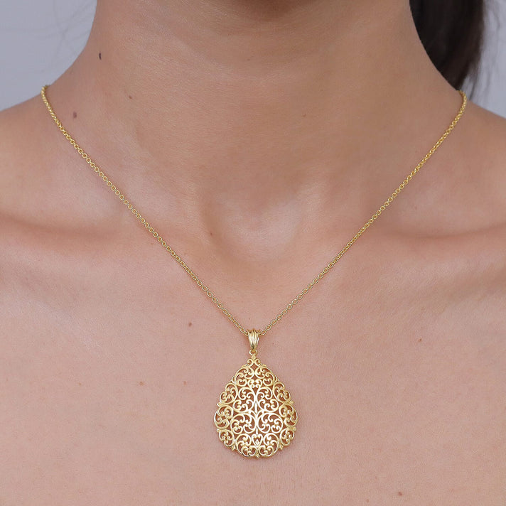 EverTrue Bronzella Collection - Filigree Pendant with Chain (Size 20) in 18K Gold Plating 4471937 2