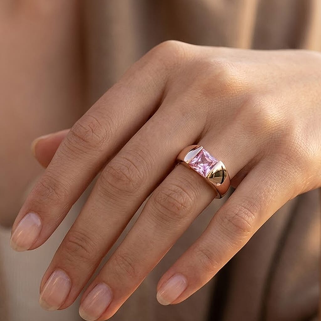 Pink Cubic Zirconia Solitaire Band Ring in Rose 1.76 Ct. 8498532 2