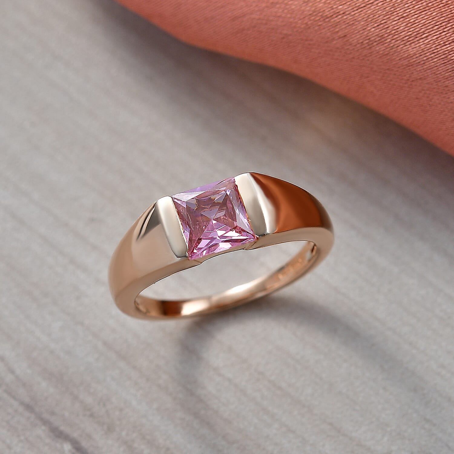 Pink Cubic Zirconia Solitaire Band Ring in Rose 1.76 Ct. 8498532 3