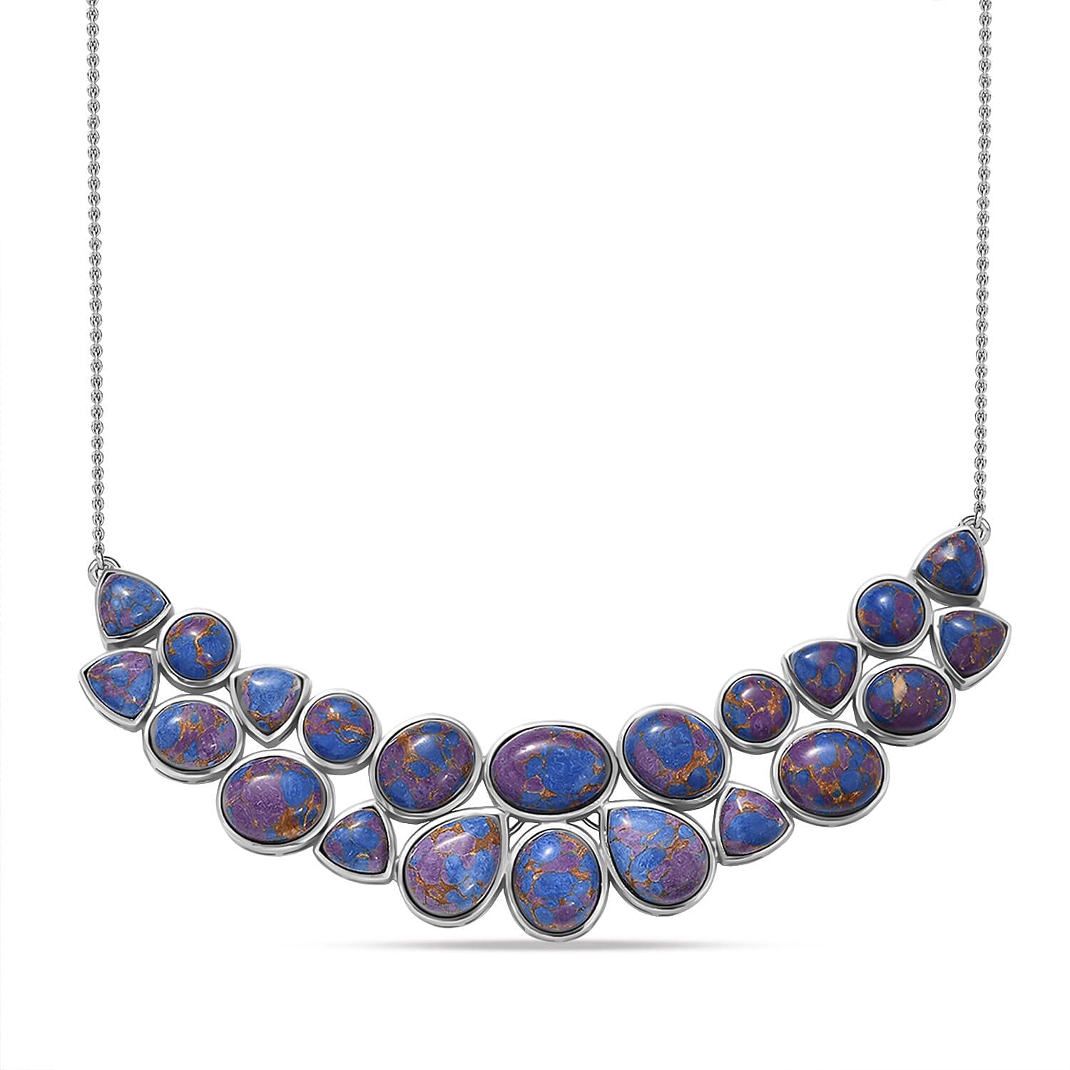 EverTrue Purple Mojave Turquoise Cluster Necklace (Size - 20) with Lobster Clasp  67.90 Ct. 8323443 0
