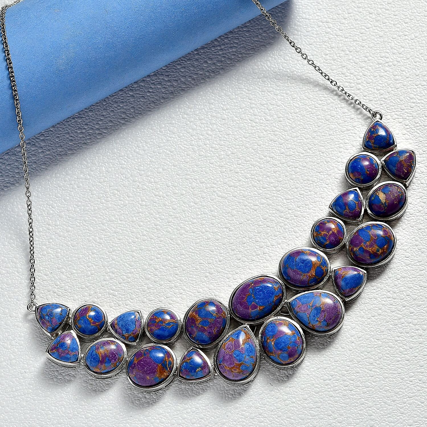 EverTrue Purple Mojave Turquoise Cluster Necklace (Size - 20) with Lobster Clasp  67.90 Ct. 8323443 2