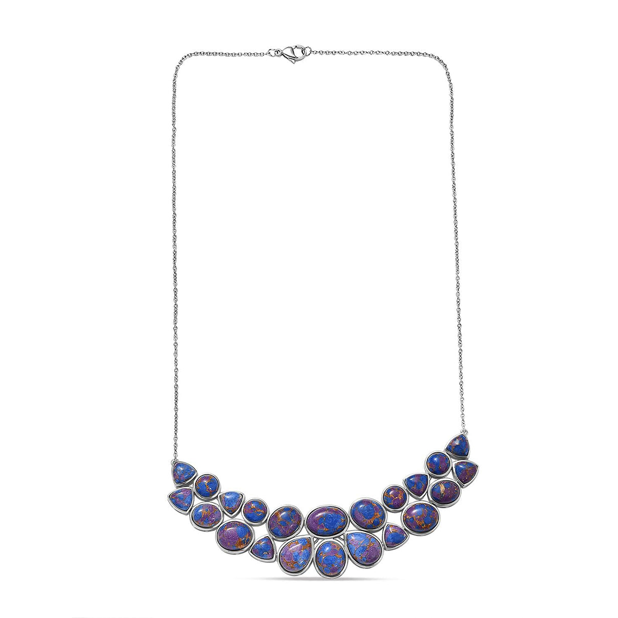 EverTrue Purple Mojave Turquoise Cluster Necklace (Size - 20) with Lobster Clasp  67.90 Ct. 8323443 4