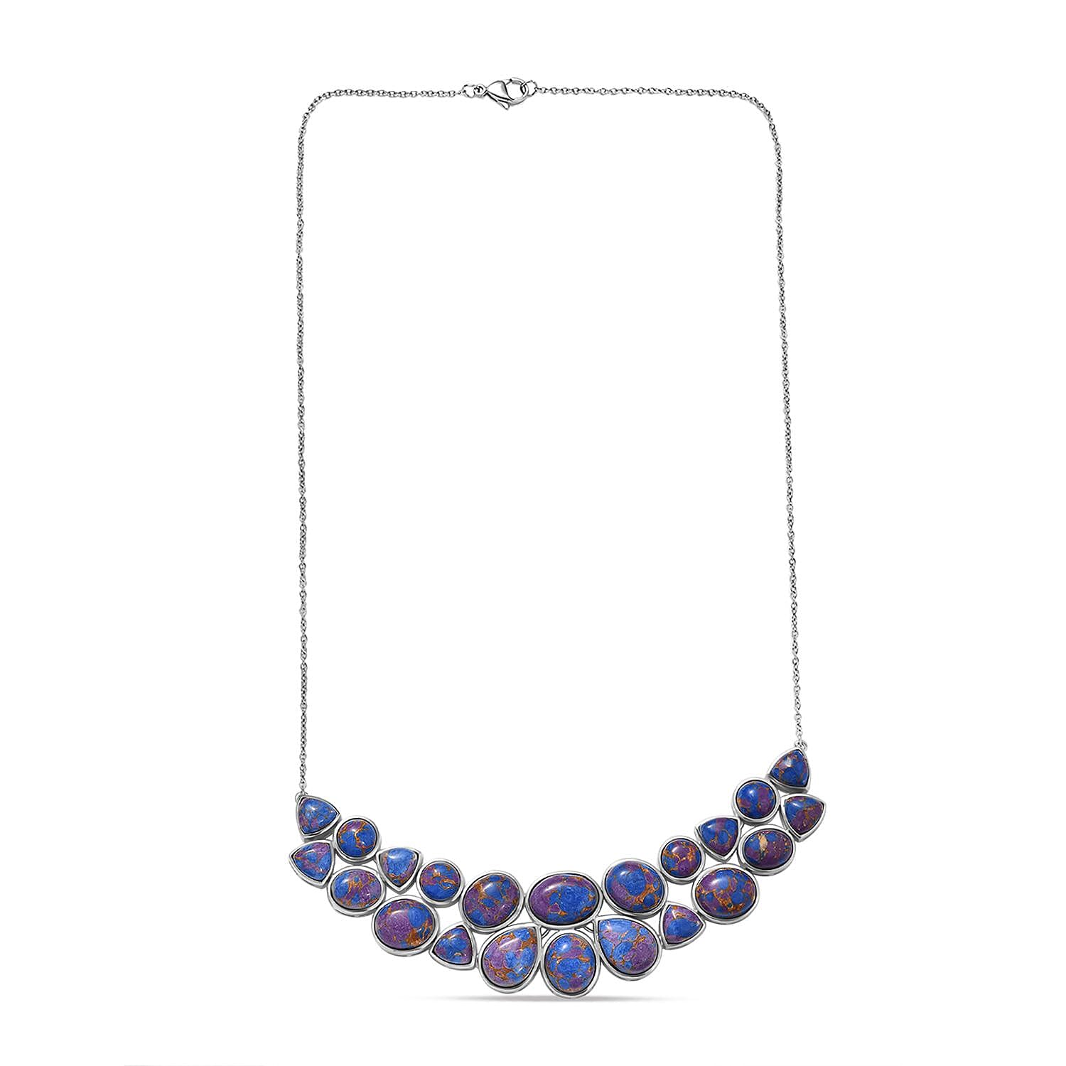 EverTrue Purple Mojave Turquoise Cluster Necklace (Size - 20) with Lobster Clasp  67.90 Ct. 8323443 4