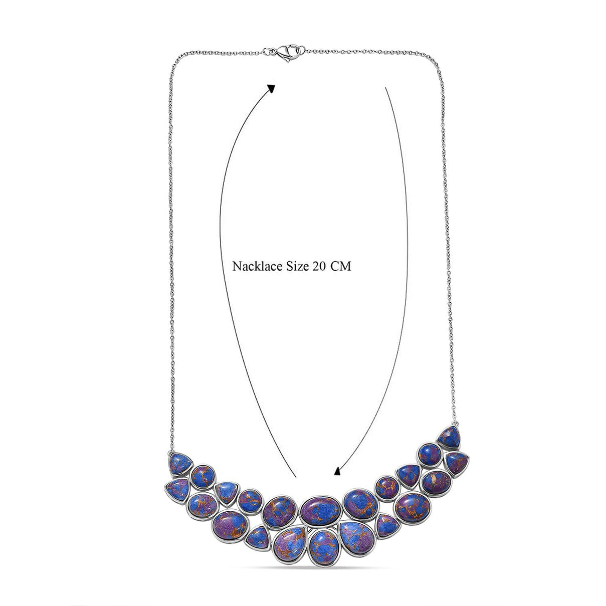 EverTrue Purple Mojave Turquoise Cluster Necklace (Size - 20) with Lobster Clasp  67.90 Ct. 8323443 6