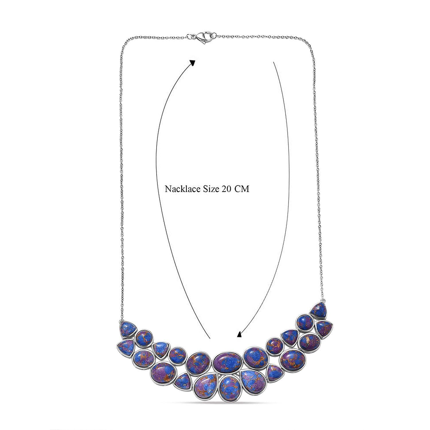 EverTrue Purple Mojave Turquoise Cluster Necklace (Size - 20) with Lobster Clasp  67.90 Ct. 8323443 6