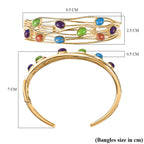 EverTrue Purple Turquoise & Multi Gemstones Cuff Bangle (Size - 7.5) in Yellow Gold Plated 5.79 Ct.