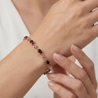 Red Garnet Bracelet (Size - 7) in Rose Gold Tone 8.55 Ct.
