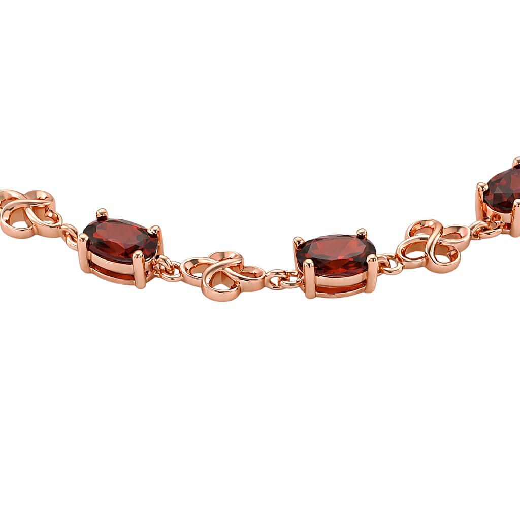 Red Garnet Rhodium Overlay Tennis Bracelet (Size - 7.5) 8.55 Ct. 8427367 3