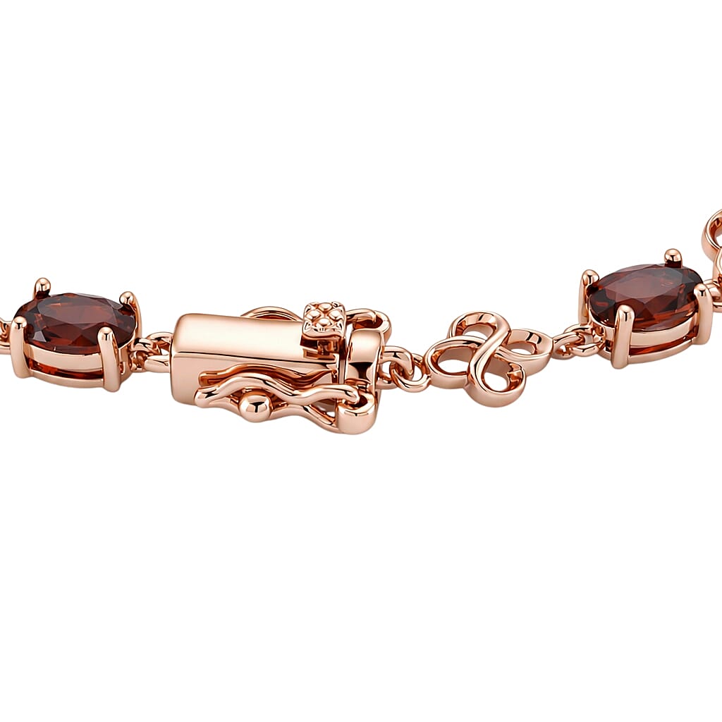 Red Garnet Rhodium Overlay Tennis Bracelet (Size - 7.5) 8.55 Ct. 8427367 4