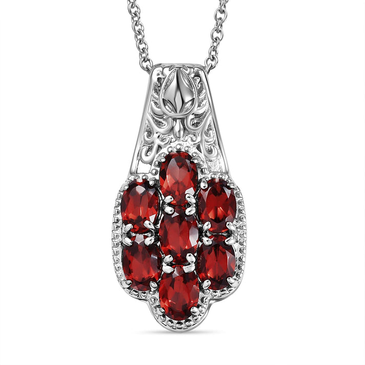EverTrue Natural Mozambique Garnet Floral Cluster Pendant with Chain With Magnetic Clasp (Size 20) 4.19 Ct. 4460682 1