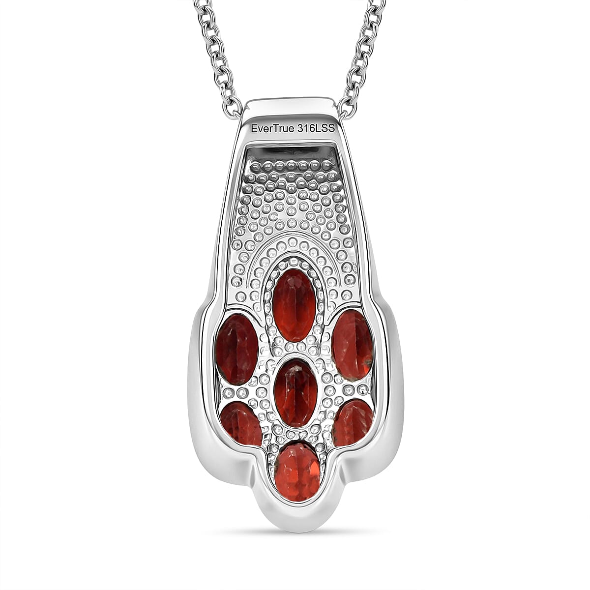 EverTrue Natural Mozambique Garnet Floral Cluster Pendant with Chain With Magnetic Clasp (Size 20) 4.19 Ct. 4460682 5