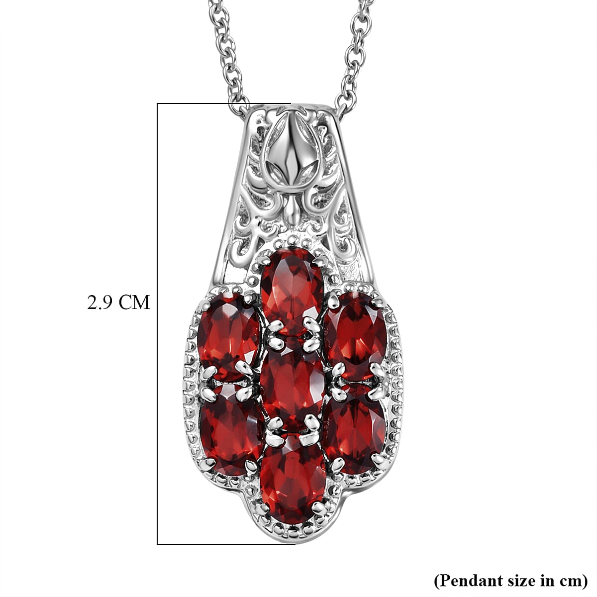 EverTrue Natural Mozambique Garnet Floral Cluster Pendant with Chain With Magnetic Clasp (Size 20) 4.19 Ct. 4460682 6