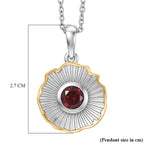 EverTrue - Red Garnet Solitaire Pendant with Chain (Size 20) in Yellow Pen Plating 1.02 Ct.