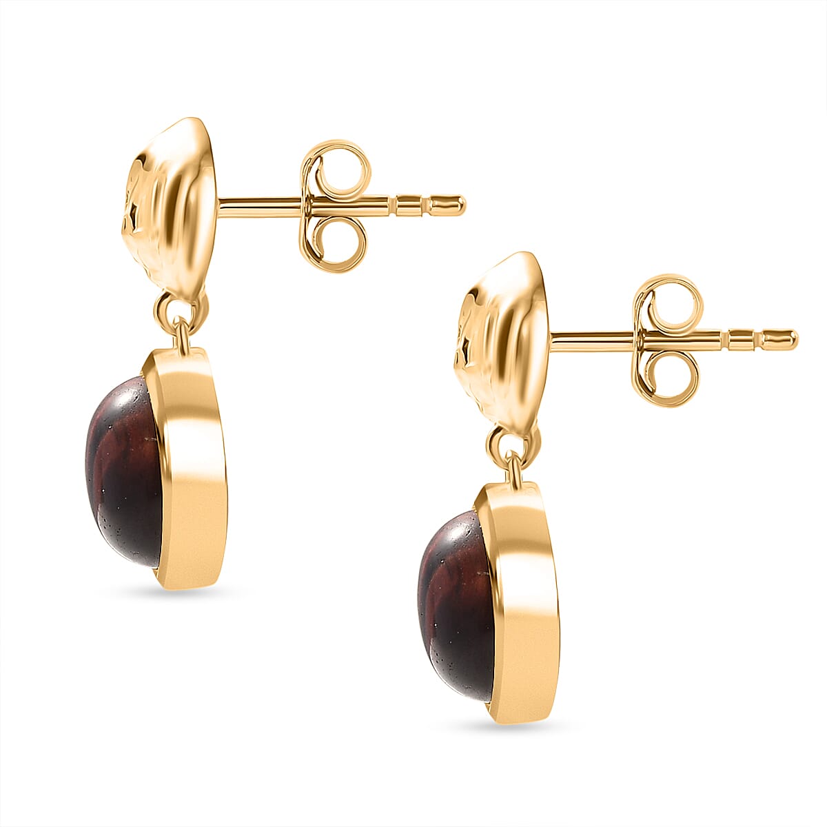 EverTrue Red Tiger Eye Dangling Earring with Push Back in Yellow Gold Plated 5.06 Ct. 8264604 4