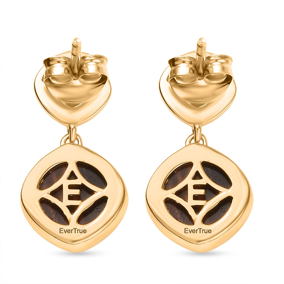EverTrue Red Tiger Eye Dangling Earring with Push Back in Yellow Gold Plated 5.06 Ct. 8264604 5