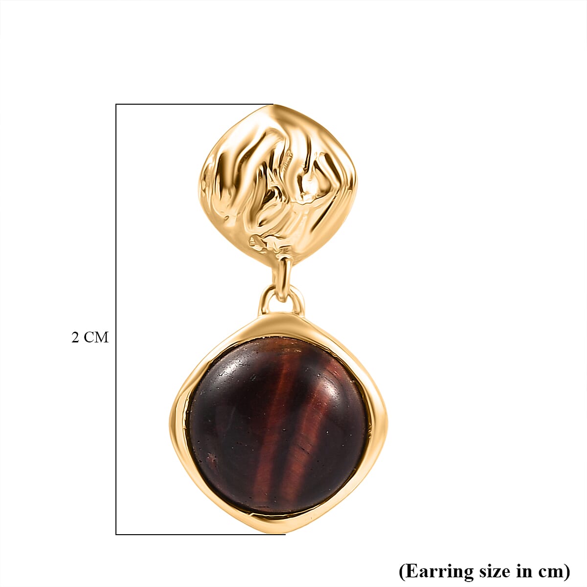 EverTrue Red Tiger Eye Dangling Earring with Push Back in Yellow Gold Plated 5.06 Ct. 8264604 6