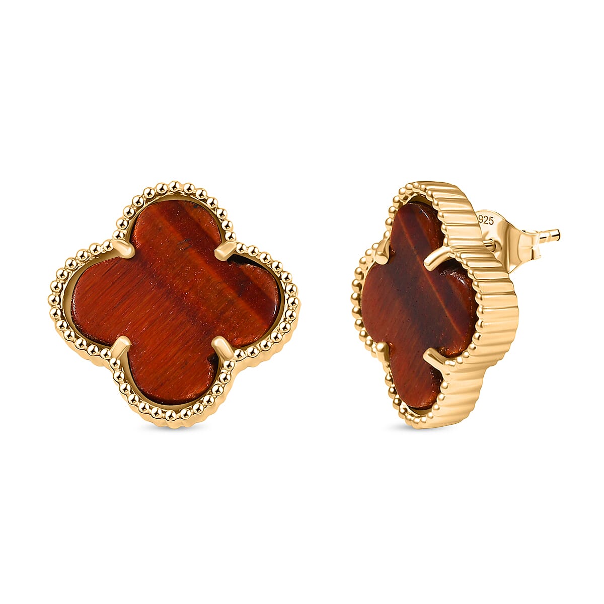 EverTrue Red Tiger Eye Earring with Push Back in Yellow Gold Plated 17.82 Ct. 8252088 0
