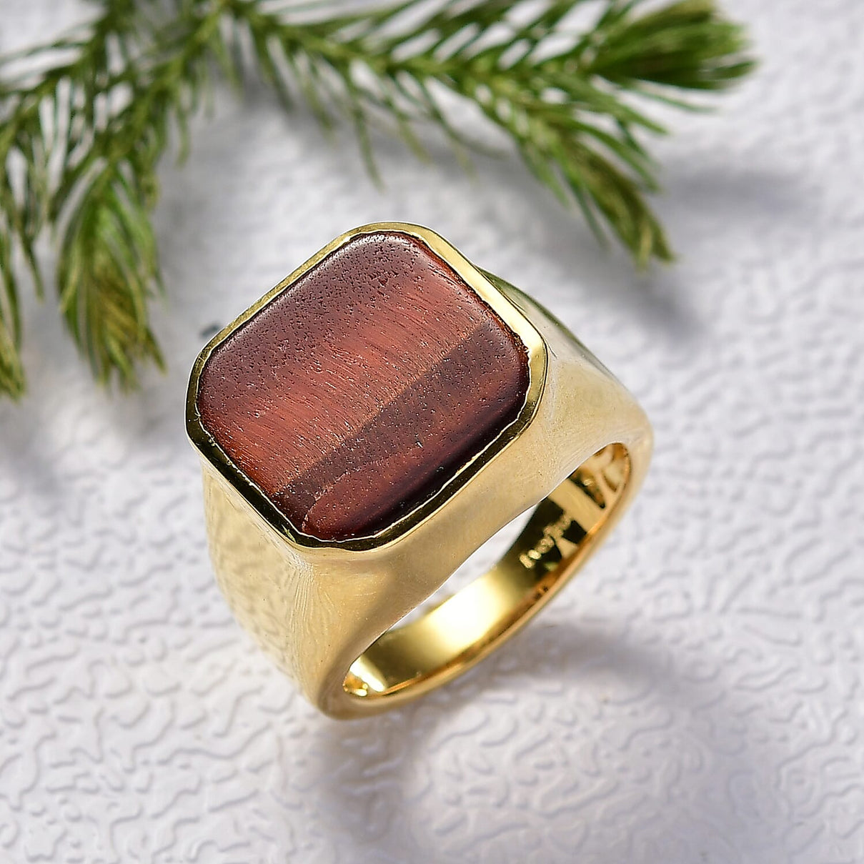 EverTrue Red Tiger Eye Solitaire Ring in Yellow Gold Plated 10.59 Ct. 8252060 2