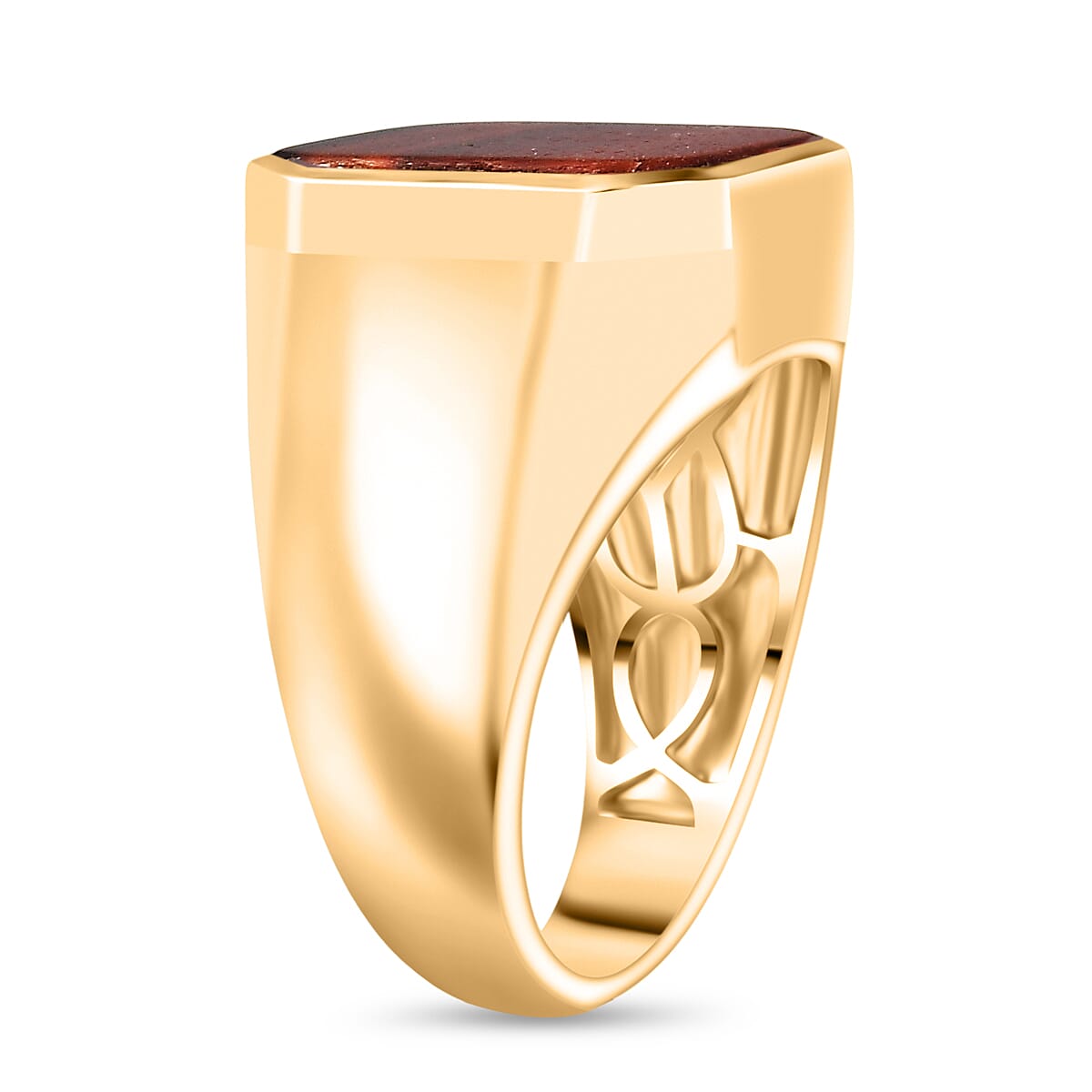 EverTrue Red Tiger Eye Solitaire Ring in Yellow Gold Plated 10.59 Ct. 8252060 4