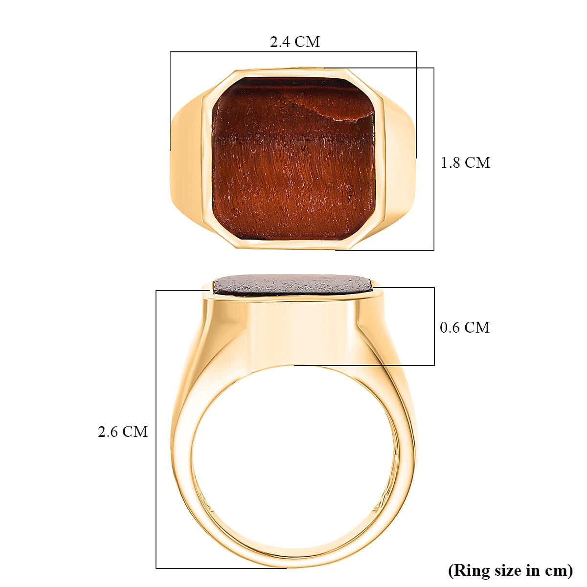 EverTrue Red Tiger Eye Solitaire Ring in Yellow Gold Plated 10.59 Ct. 8252060 6