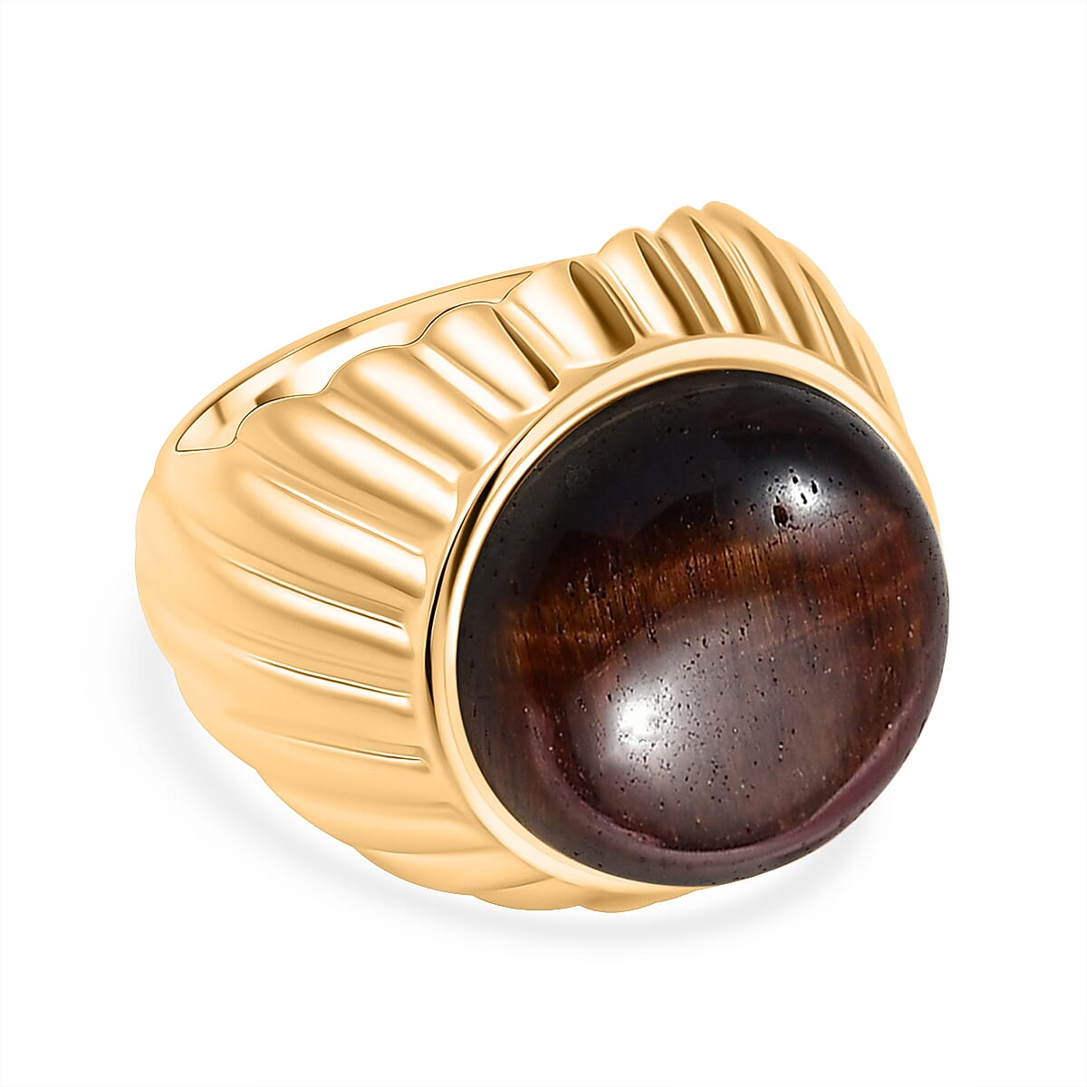 EverTrue Red Tiger Eye Solitaire Ring in Yellow Gold Plated 12.36 Ct. 8252128 0