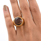 EverTrue Red Tiger Eye Solitaire Ring in Yellow Gold Plated 12.36 Ct.