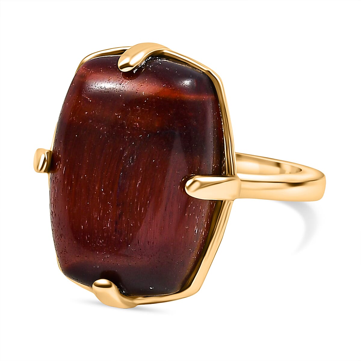 EverTrue Red Tiger Eye Solitaire Ring in Yellow Gold Plated 14.58 Ct. 8264575 0