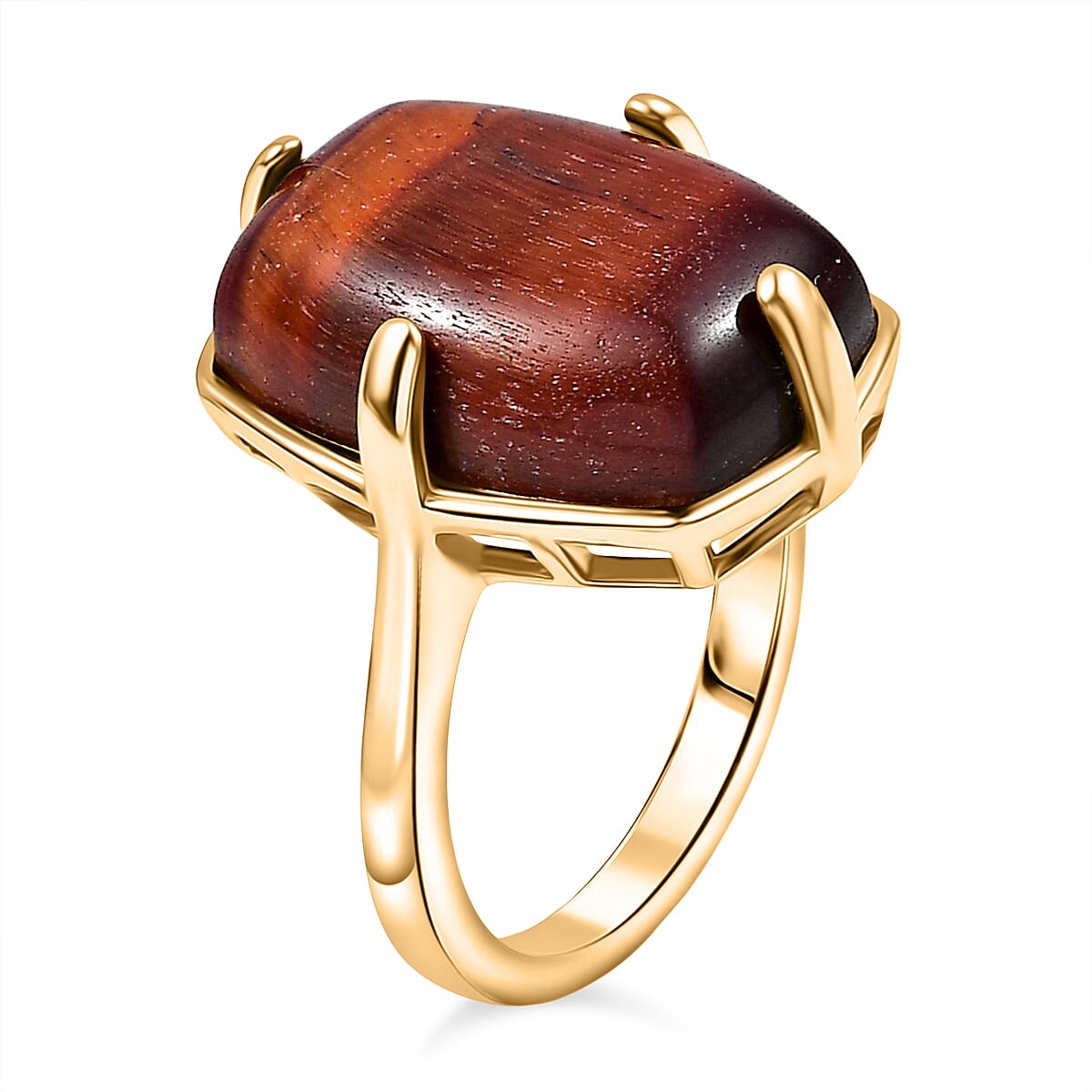 EverTrue Red Tiger Eye Solitaire Ring in Yellow Gold Plated 14.58 Ct. 8264575 4
