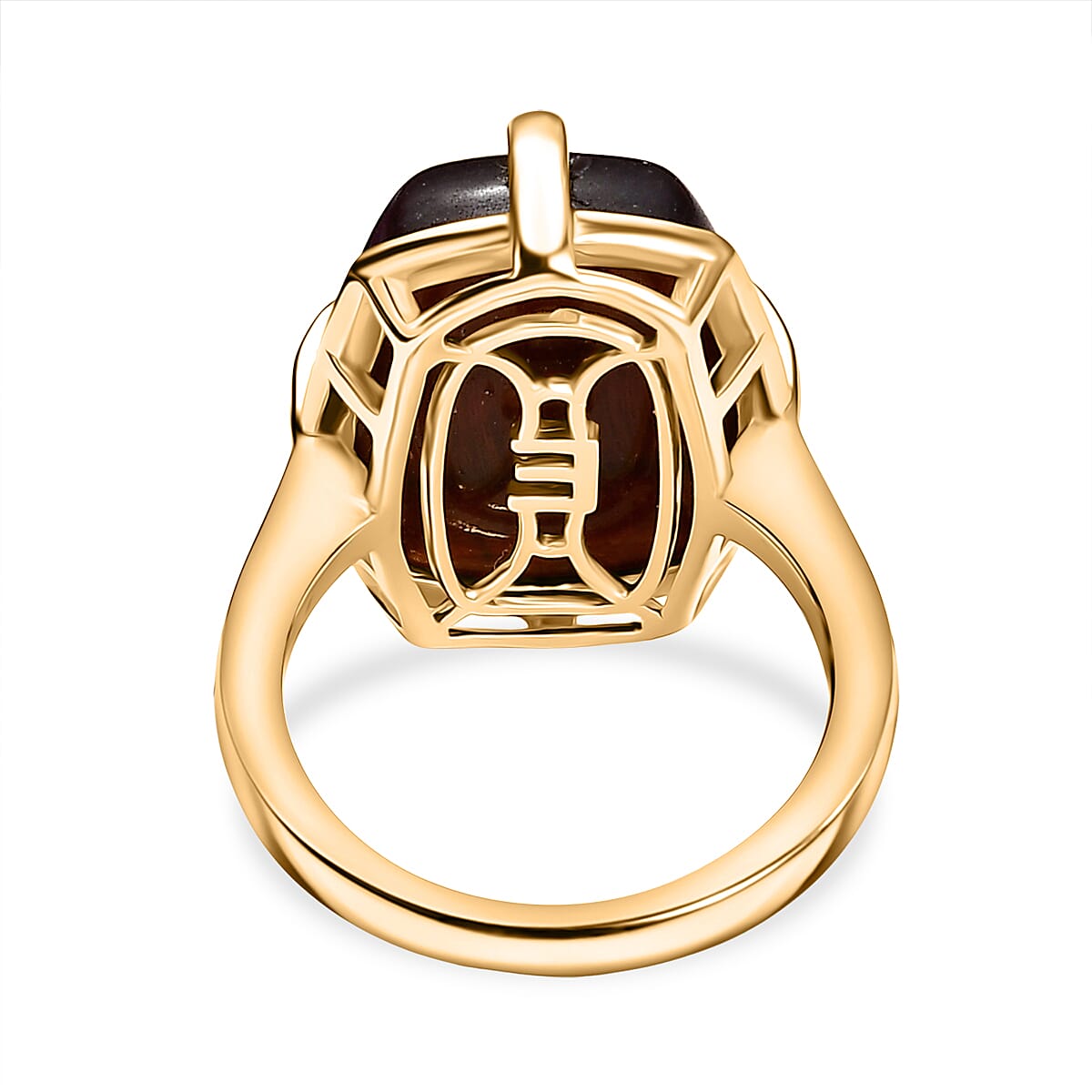 EverTrue Red Tiger Eye Solitaire Ring in Yellow Gold Plated 14.58 Ct. 8264575 5