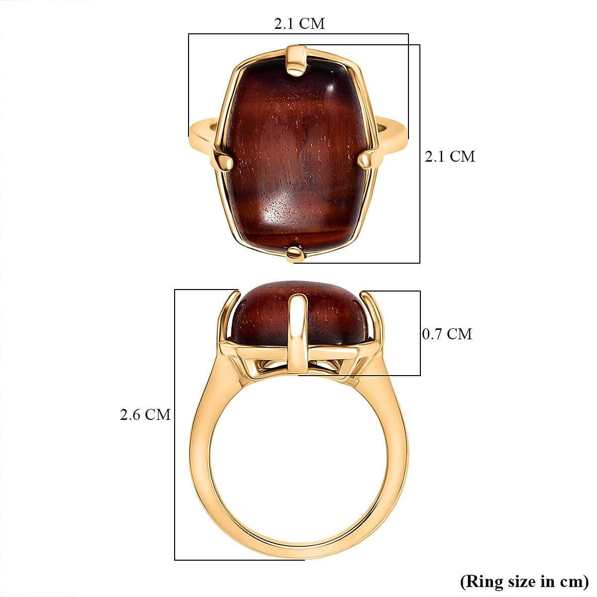 EverTrue Red Tiger Eye Solitaire Ring in Yellow Gold Plated 14.58 Ct. 8264575 6