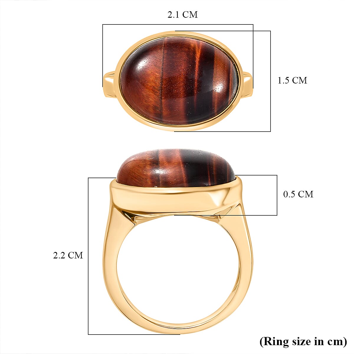 EverTrue Red Tiger Eye Solitaire Ring in Yellow Gold Plated 9.95 Ct. 8252100 6