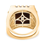 EverTrue Red Tiger Eye & White Zircon Mens Ring in Yellow Gold Plated 11.65 Ct.